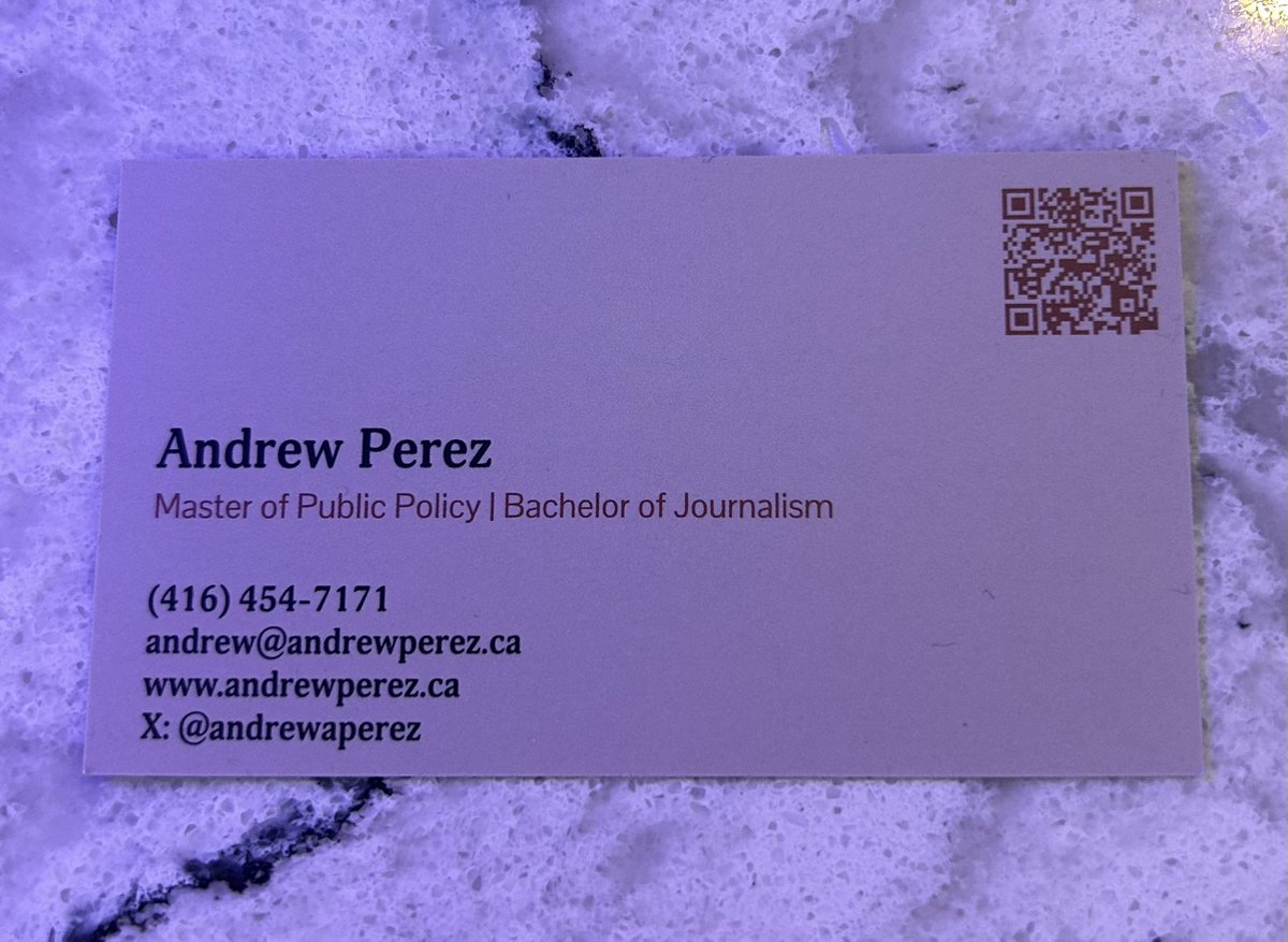 Perez Strategies business cards have arrived! 

If you or your organization need strategic communications, media relations or public affairs support, reach out and we’ll have a chat! 

#Communications #PublicAffairs 

#cdnpoli #onpoli #topoli