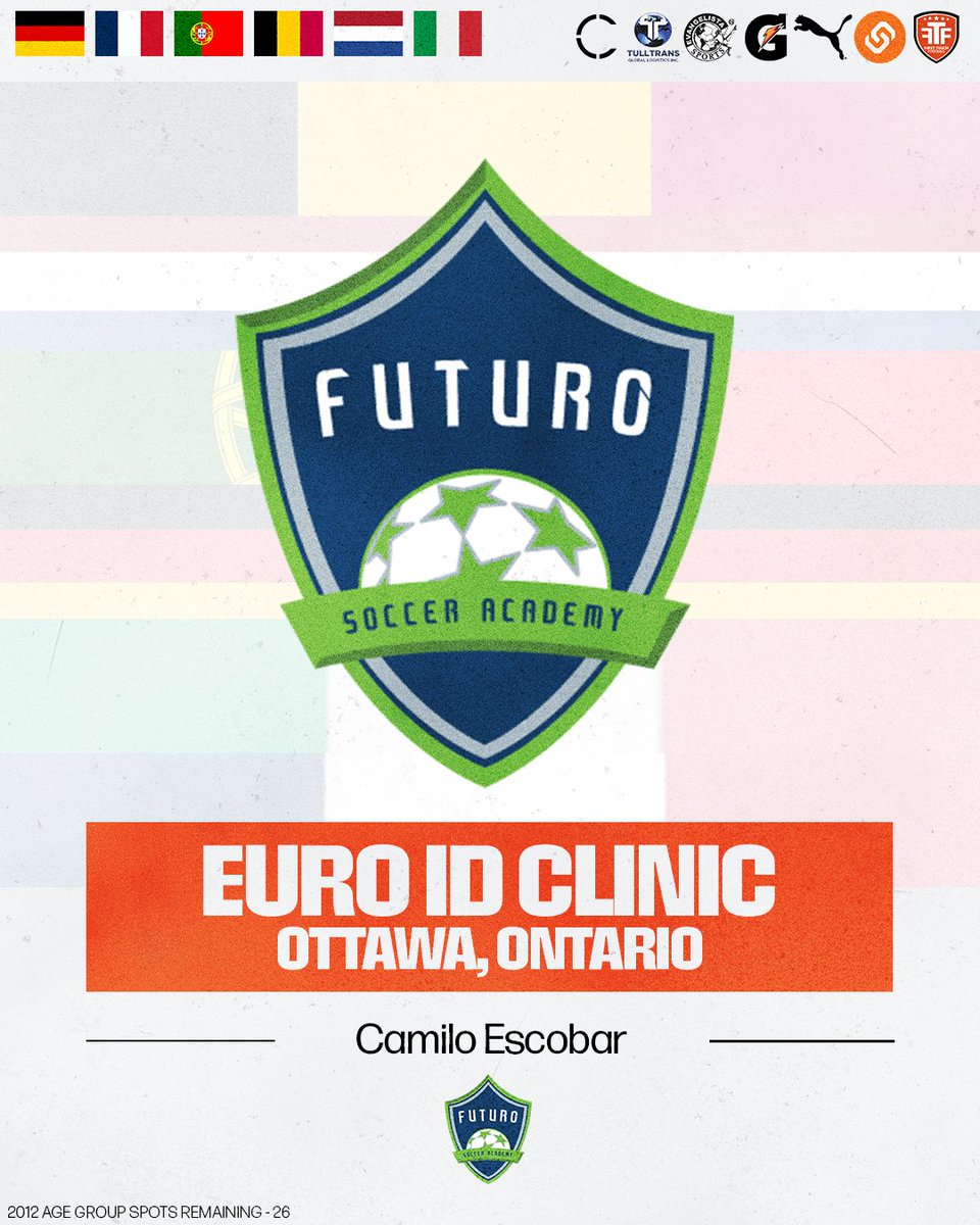 Welcome to the 2024 Euro ID Clinic, Camilo!✔️ Experience & Exposure to European Football in Ottawa this Canada Day⚽🇵🇹🇮🇹🇩🇪🇫🇷🇧🇪🇳🇱 𝗙𝗢𝗥 𝗜𝗡𝗙𝗢 & 𝗥𝗘𝗚𝗜𝗦𝗧𝗥𝗔𝗧𝗜𝗢𝗡 🔗 Link in bio 🧑‍💻 Visit: bit.ly/FTFEuroID #FTFCanada #LeaveYourMark #EuroIDClinic