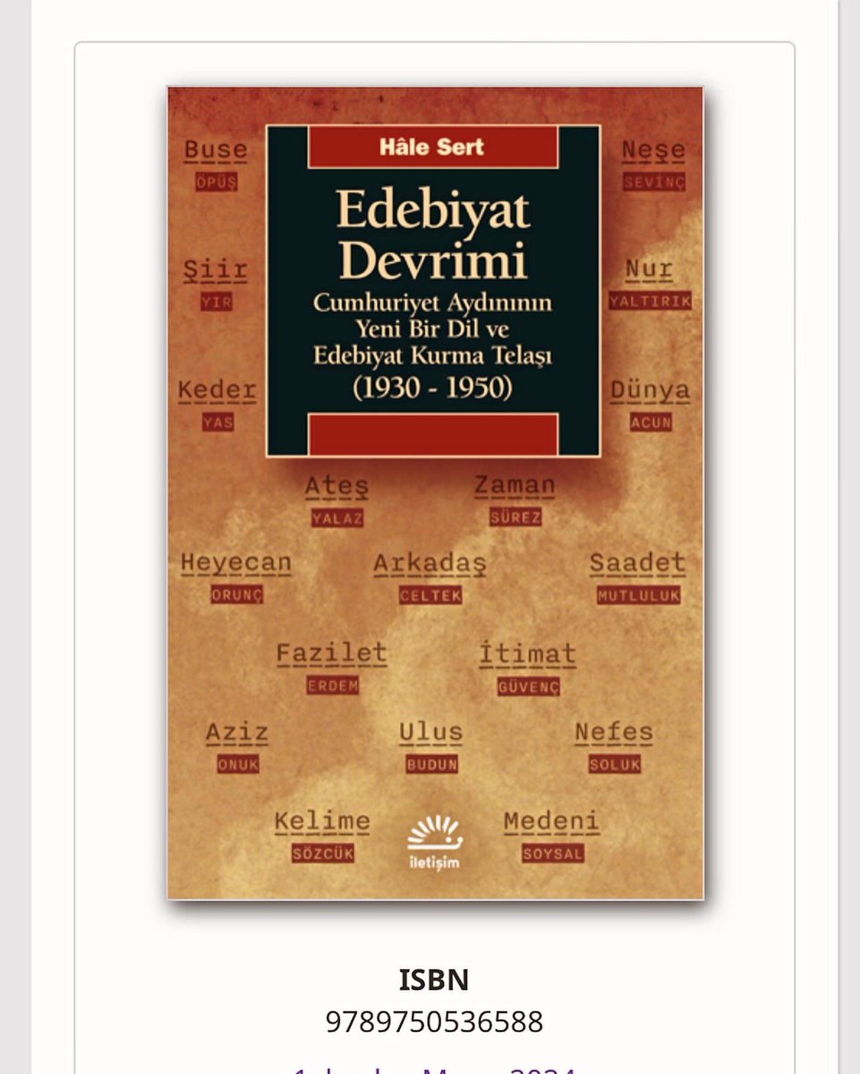 Türkiye’nin ve Türkçe’nin kabuk ve öz değiştirdiği 1930’ların edebiyata yansımalarına merakla eğildiğim çalışmamı ilgilenenlere sunuyorum. Tarifsiz bir heyecanla! iletisim.com.tr/kitap/edebiyat… @iletisimyayin