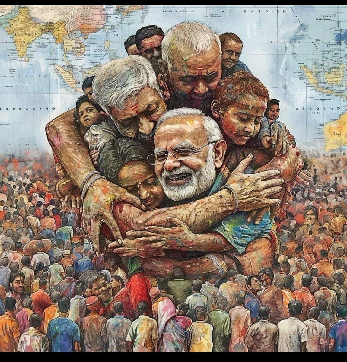 The painting should be captioned  "Hum Hain MODI ji Ka Pariwar" 🤗
<a href="/narendramodi/">Narendra Modi</a>