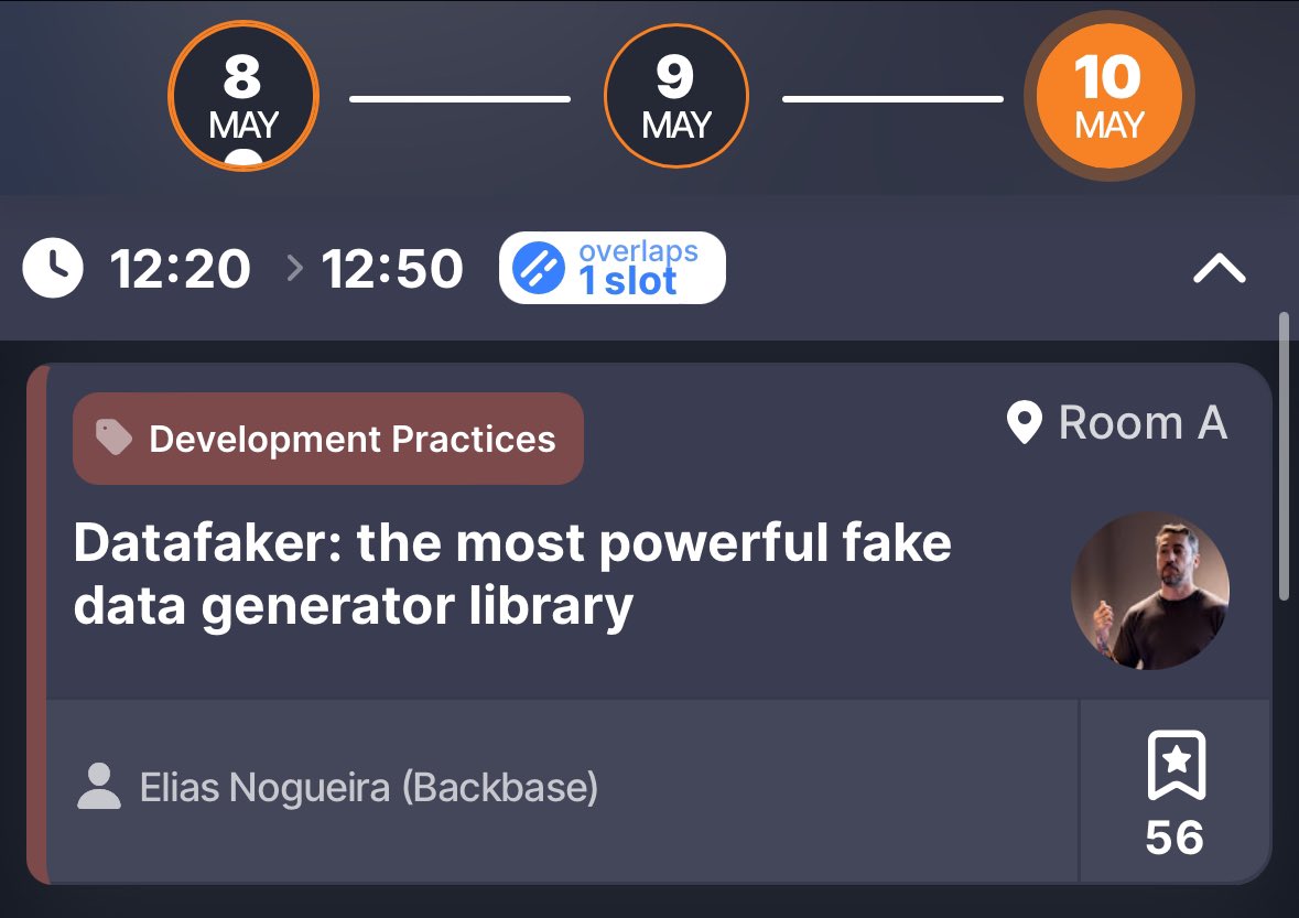 Elias Nogueira 🇧🇷🇳🇱 (@eliasnogueira) on Twitter photo Don't miss out on the opportunity to learn how to generate meaningful data in your applications, apply good patterns, and create custom data generation using DataFaker.
Join my talk at 12:20 on Friday and improve your Java skills.
<a href="/DevoxxUK/">DevoxxUK 🇬🇧</a> #DevoxxUK2024 Don't miss out on the opportunity to learn how to generate meaningful data in your applications, apply good patterns, and create custom data generation using DataFaker.
Join my talk at 12:20 on Friday and improve your Java skills.
<a href="/DevoxxUK/">DevoxxUK 🇬🇧</a> #DevoxxUK2024