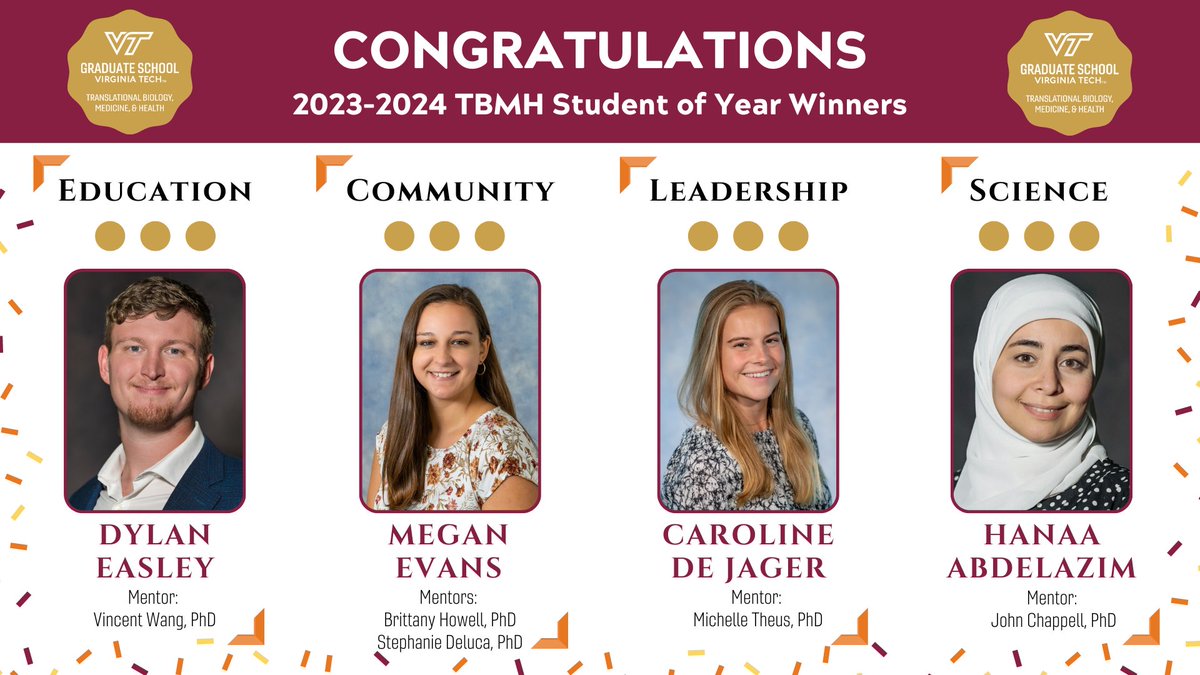 👏 Please join us in congratulating the 2023-2024 TBMH Student of the Year Award recipients!