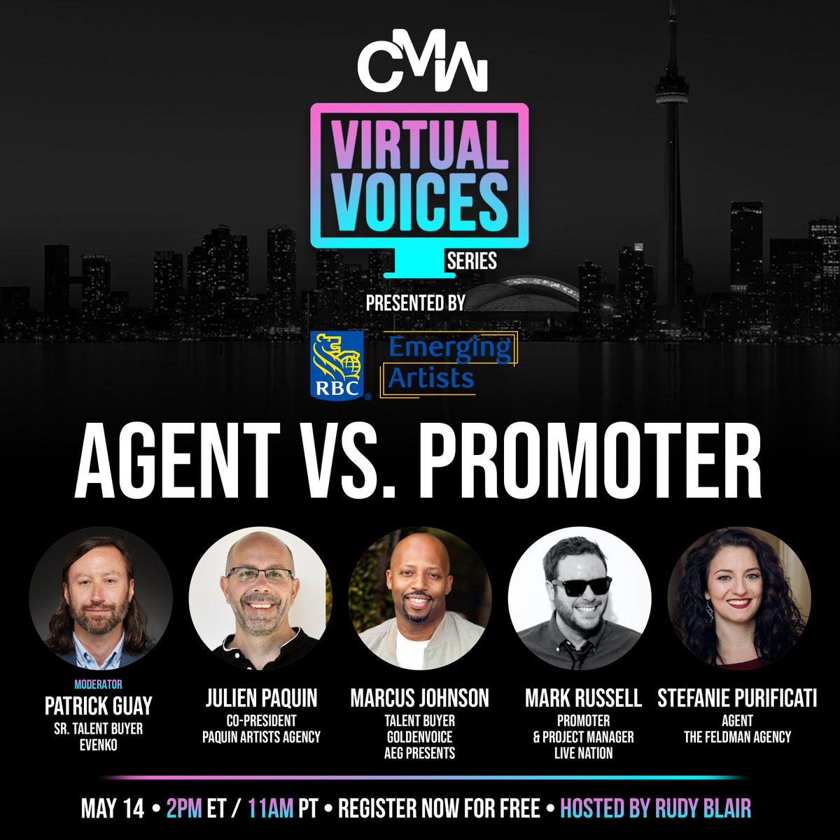Join us on Tuesday, May 14, for a Virtual Voices Series encore presentation of Agent vs. Promoter. Find out what really goes on behind the scenes when booking shows and tours. Registration is FREE! bit.ly/3wqXU5u #cmw2024 #canadianmusicweek #musicsummit #virtualevent