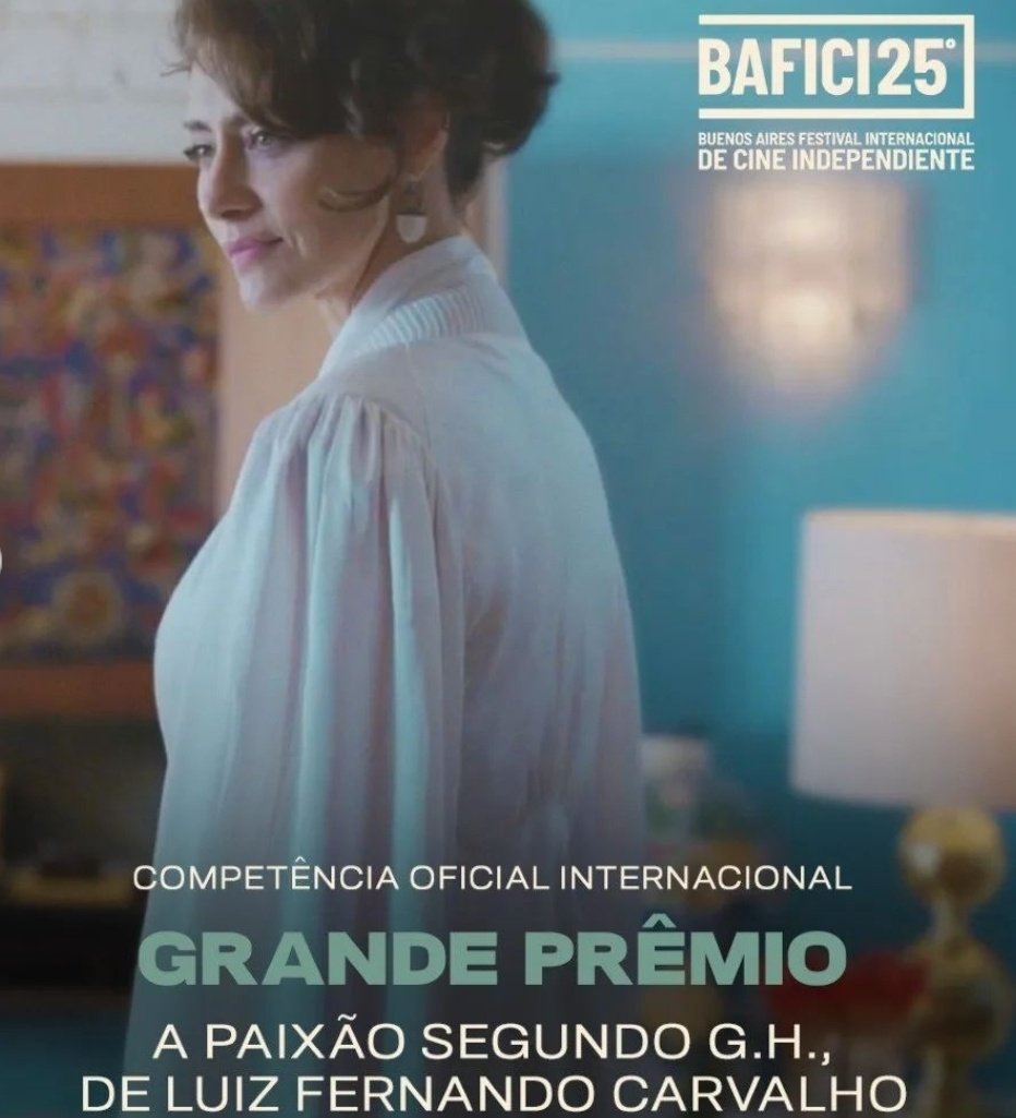 URGENTE 🚨 O filme 'A Paixão Segundo G.H.', baseado na obra de Clarice Lispector, acaba de ser anunciado como vencedor de dois prêmios no Festival Internacional de Cinema Independente de Buenos Aires (BAFICI). 

O obra dirigida por Luiz Fernando Carvalho ganhou nas categorias