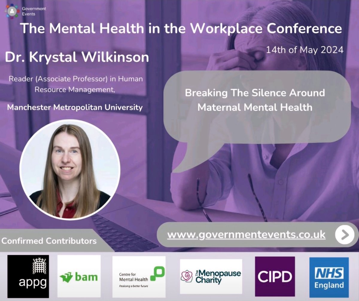 Very grateful for the opportunity to present at The Mental Health in the Workplace Conference next week. Case study on 'Breaking the silence around maternal mental health' ❤️ #perinatalmentalhealth #maternity #wellbeing #HR @mmu_decentwork