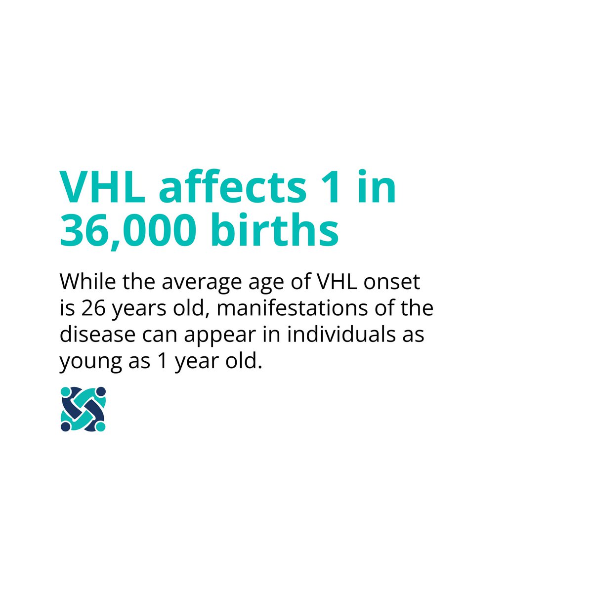 VHL is a rare disease that affects 1 in 36,000 births. While the average age of VHL onset is 26 years old, manifestations of the disease can appear in individuals as young as 1 year old. #VHLAwareness #VHLAwarenessMonth