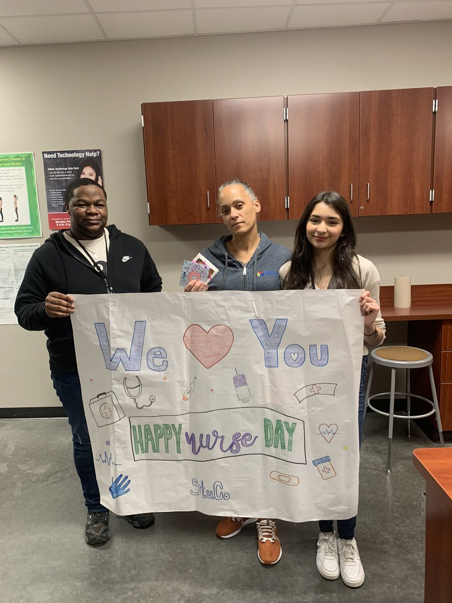 Happy Nurse Day! Don’t forget to thank our wonderful nurses who keep our students safe and healthy here at @BlansonCTEHS 👩‍⚕️🩺 #BlansonCTE #BCTE #StudentCouncil #StuCo #NurseAppreciation #MyAldine #Ownit @BenIbarraCTE