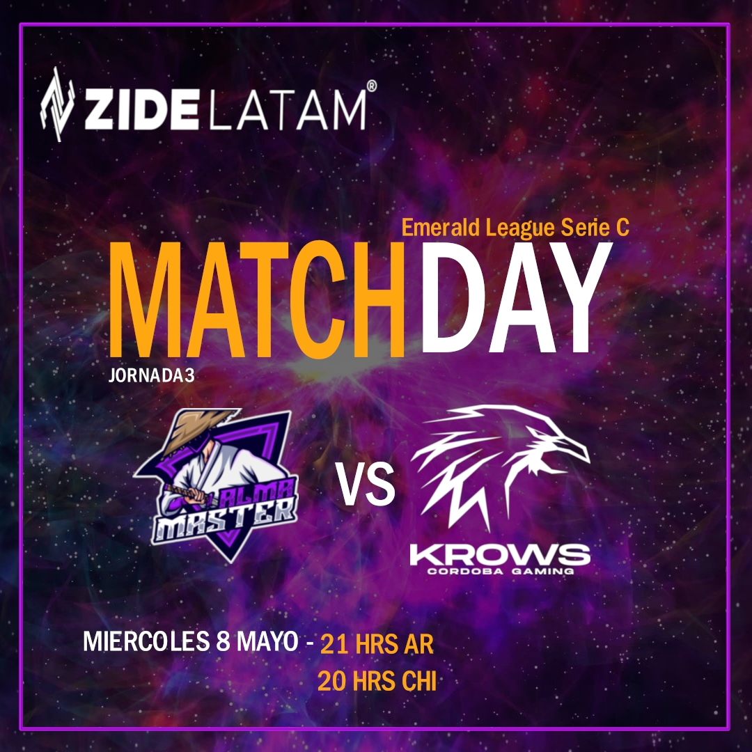 Es hoy J3 de Esmerald League C de <a href="/ZideLatam/">Zide Latam ▶</a> contra los chicos de <a href="/TheKrowsCG/">The Krows CBA</a> 
vengan a apoyarnos en
📺kick.com/alma-masters 
📷twitch.tv/kingpaul23 
#GOAM