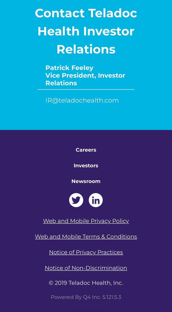 This is how on the ball Teladoc is.

Haven’t updated their investor relations page since 2019.

Confidence inspiring.