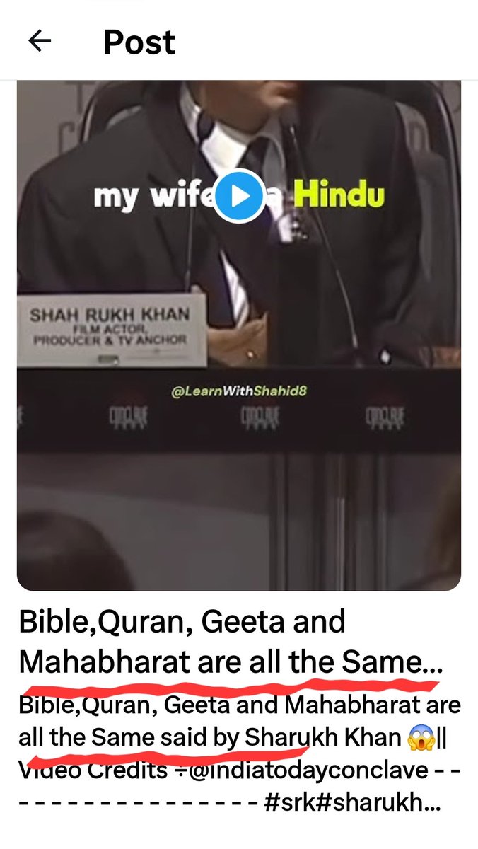 This is not only BS, but it's SHIRK @iamsrk you should stf up. BIBLE, GITA, MAHABHARATA are NOT THE SAME as Qur'an MAHABHARATA is a tale. it's not a book. Bhagwat Gita and Vedas are books. What you are doing is blasphemy. You have Zero knowledge of religion.