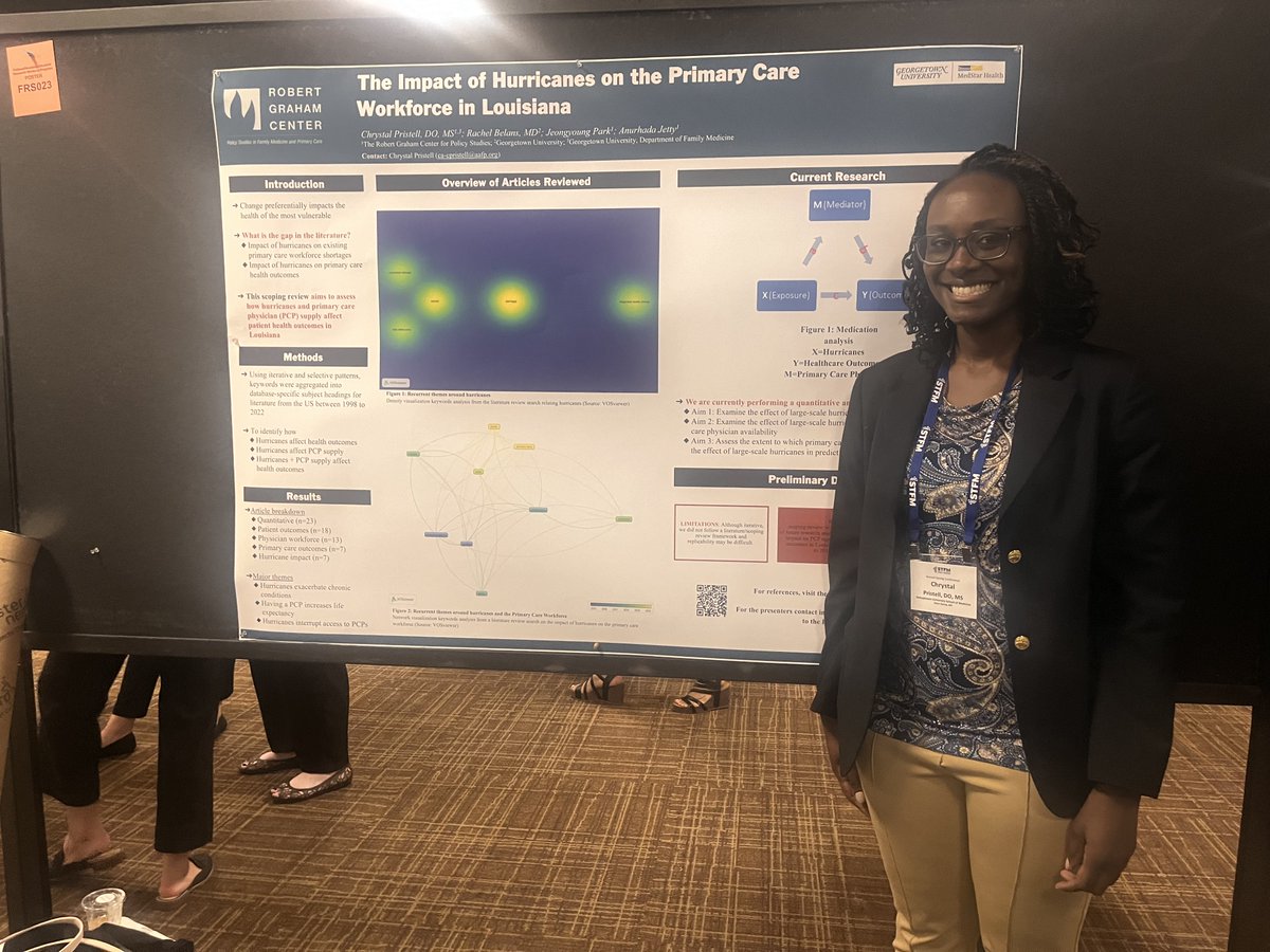 #GrahamCenter fellow @CPristell presented her poster on the impact of hurricanes on primary care and patient outcomes in Louisiana at @STFM_FM’s Spring Conference in Los Angeles! Congratulations, Crystal!
