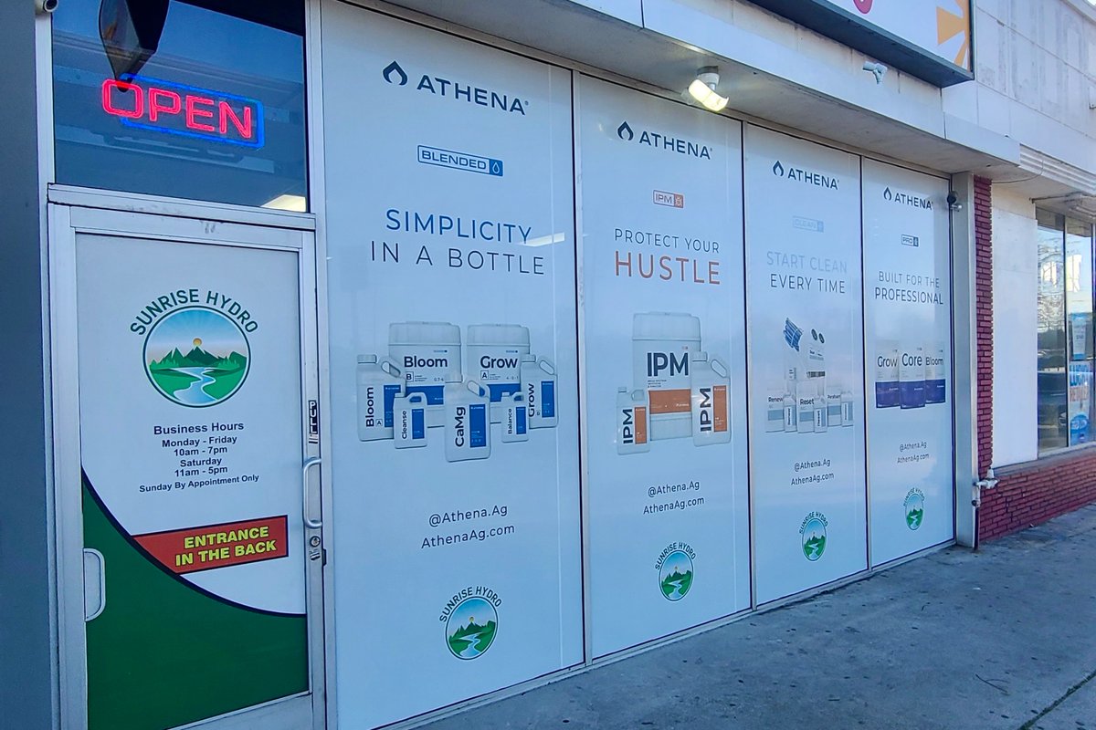 Need more privacy or a splash of color?  Window perfs might be the answer! ✨  

Check out our work for Athena Ag 👉 premiumsignsolutions.com/athena-ag-sunr…

#windowGraphics #pharmacySignage