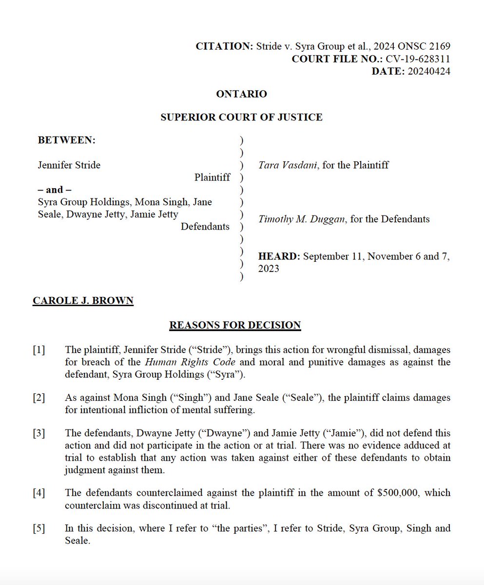 taravasdani's tweet image. $125,000 in general damages, $50,000 in moral damages, 8 months&apos; notice for 4-year employee, costs, and PJI awarded in my two-day trial!!!!!!!!!!!!!!!!!!!!!

My client and I have waited 5+ years for this decision!!!!!!!!!!!!!!!!!!!!!!!!!!