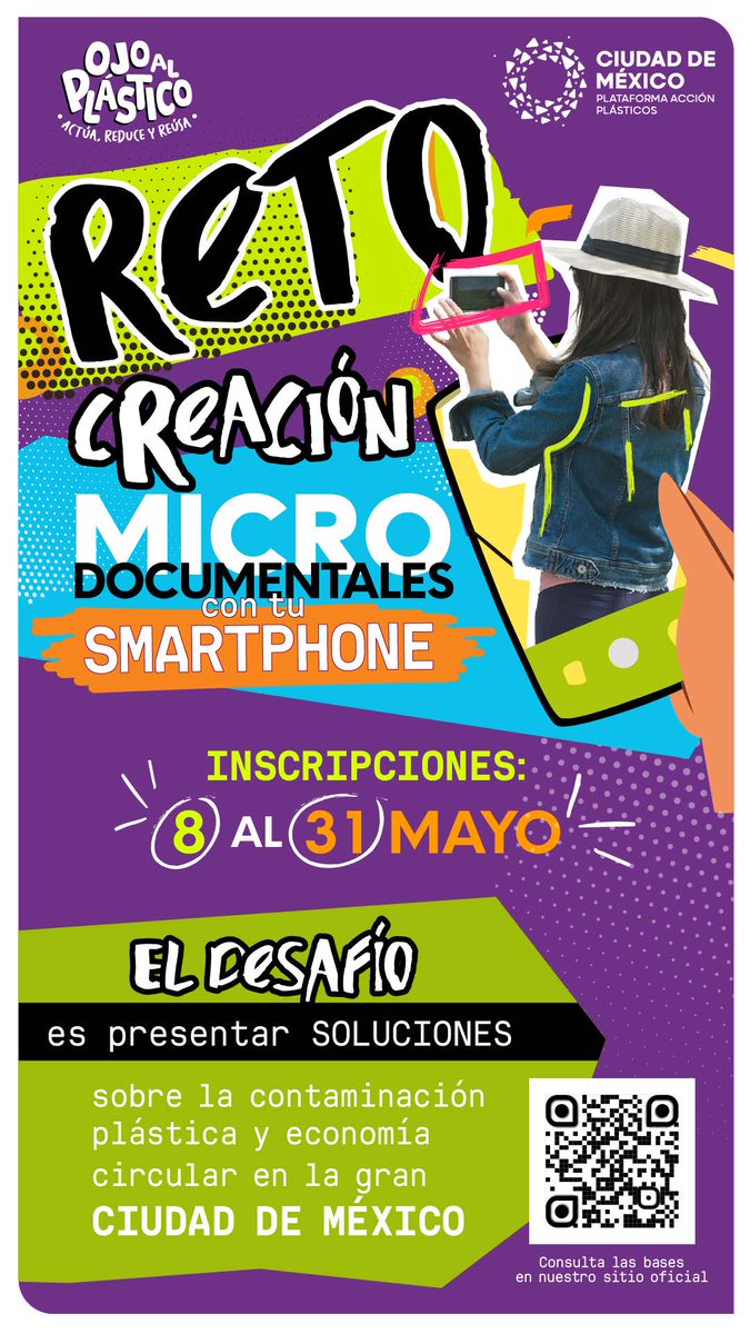 RETO 📲 'Creación Micro Documentales con tu Smarthphone' 📲 🗓 Inscripciones del 8 al 31 de mayo de 2024 📝 Convocatoria pap-cdmx.org/retomicrodocum… || #reto #contaminacion #economia #CDMX