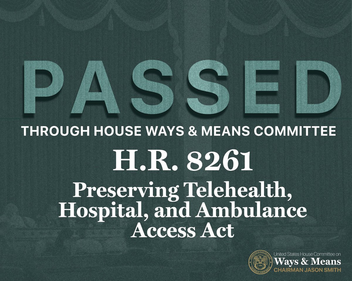 The Preserving Telehealth, Hospital, and Ambulance Access Act just passed. From @RepDavid, this bill preserves critical health care funding: ✅Telehealth for seniors on Medicare ✅Low-volume, rural hospitals ✅Ambulance services in all types of communities