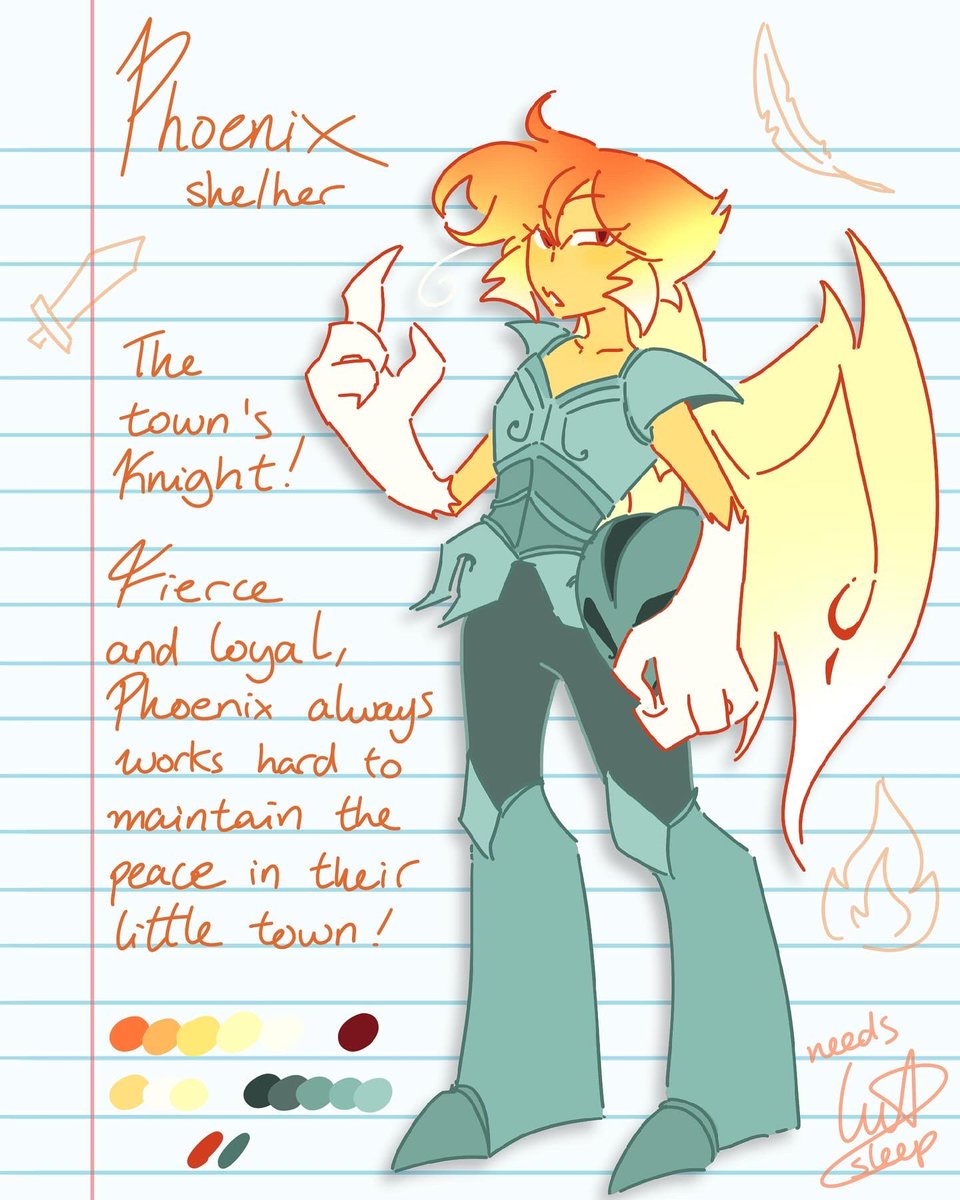 Meet Phoenix! 🐦‍🔥⚔️🧡

~~~
#oc #art #psychologicalhorror #game #characterdesign #daylightashes