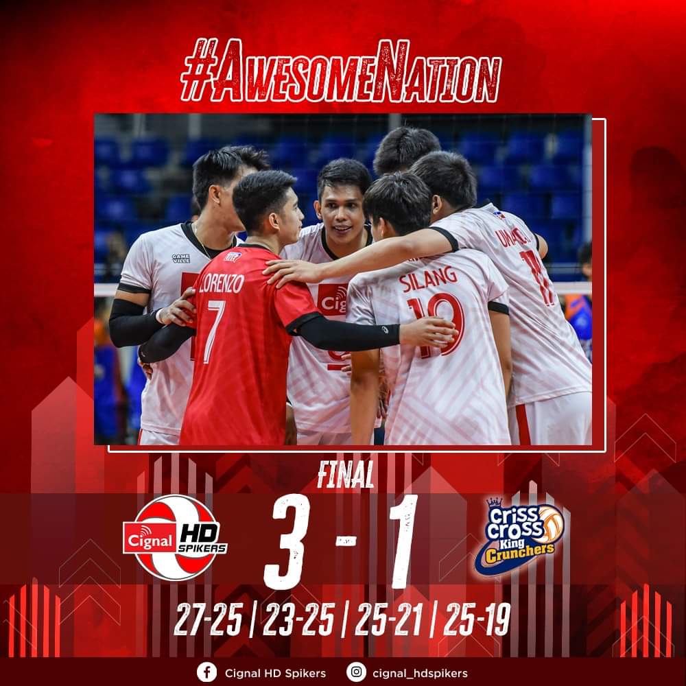 As good as advertised. 😎

1-0 for Team Awesome in the Open Conference Finals.

Like and follow our pages for more updates! #AwesomeNation
IG: cignal_hdspikers
FB: Cignal HD Spikers