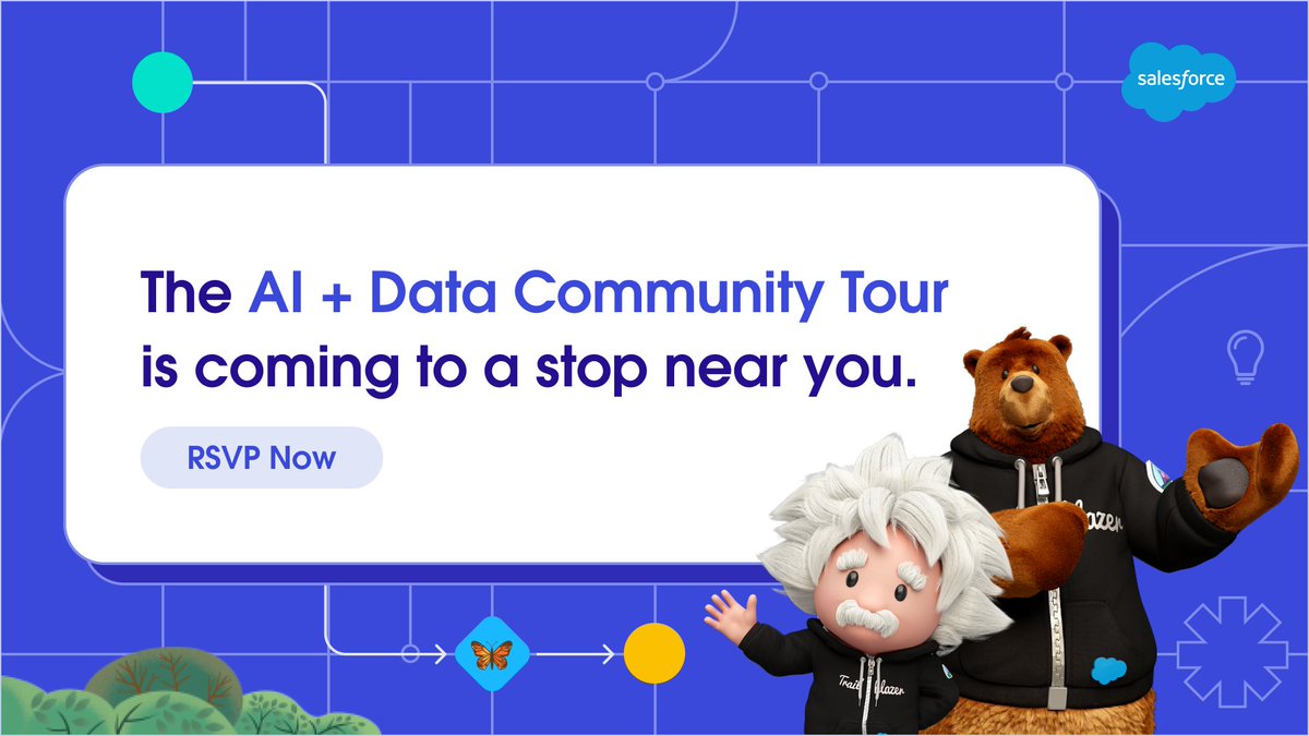 👋 Hey Trailblazers, guess what? 💭 More AI + Data Community Tour stops have been added. 🗓️ Be on the lookout for a Community Group meetup near you and get hands-on with Einstein Copilot, Prompt Builder, and Data Cloud: bit.ly/ai_data_tour