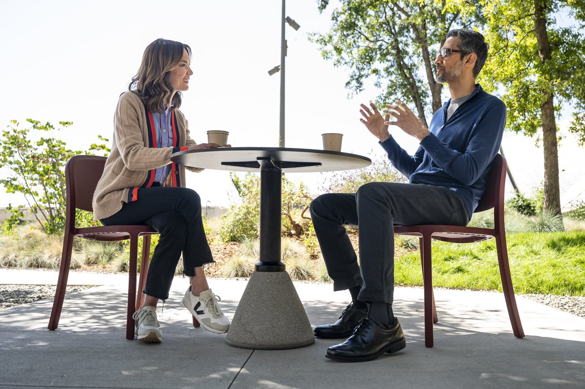 I walk, talk and grab coffee w/ Google CEO @sundarpichai, today on The Circuit. He lays out his AI roadmap, plans to compete w/ Microsoft and OpenAI, and makes it clear he’s playing a long game. Preview: bloomberg.com/news/articles/…