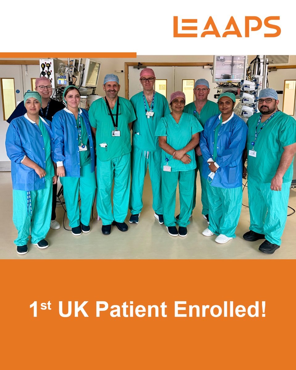 Congratulations to Dr. Steven Hunter and his team at @SheffieldHosp for the 1st first UK patient enrolled in the LeAAPS™ trial!​ LeAAPS is the largest randomized clinical trial in cardiac surgery history and will assess whether LAAE using AtriClip™ devices can reduce stroke