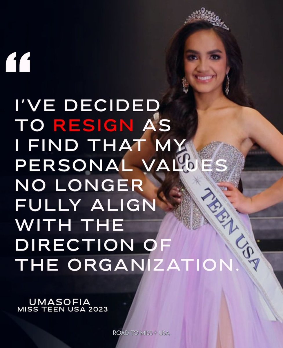 UmaSofia has resigned from her position as Miss Teen USA 2023, effective immediately. In a statement released via her social media accounts, Sofia explained that upon further reflection, she no longer feels her personal values are fully in alignment with the direction of the Miss…