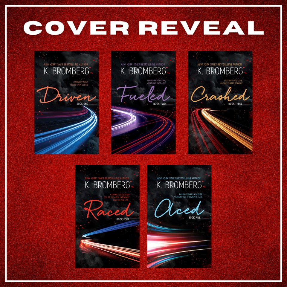 @KBrombergDriven has revealed the gorgeous new covers for the Driven series

Driven
geni.us/DrvnAmz
Fueled
geni.us/FueldAmz
Crashed
geni.us/Crashed
Raced
geni.us/ZS6eoV
Aced
geni.us/8kBV

#KBromberg  #valentineprlm @valentine_pr_