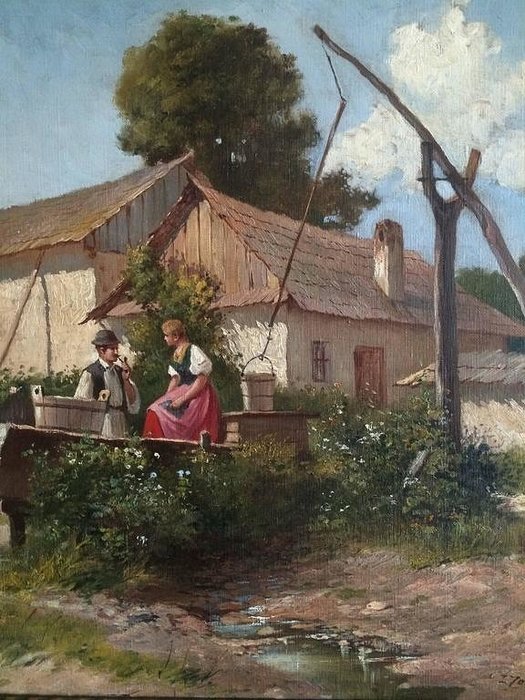 GYULA JULIUS ZORKOCZY Pintor Húngaro 1873-1932 'Baja del Pozo'