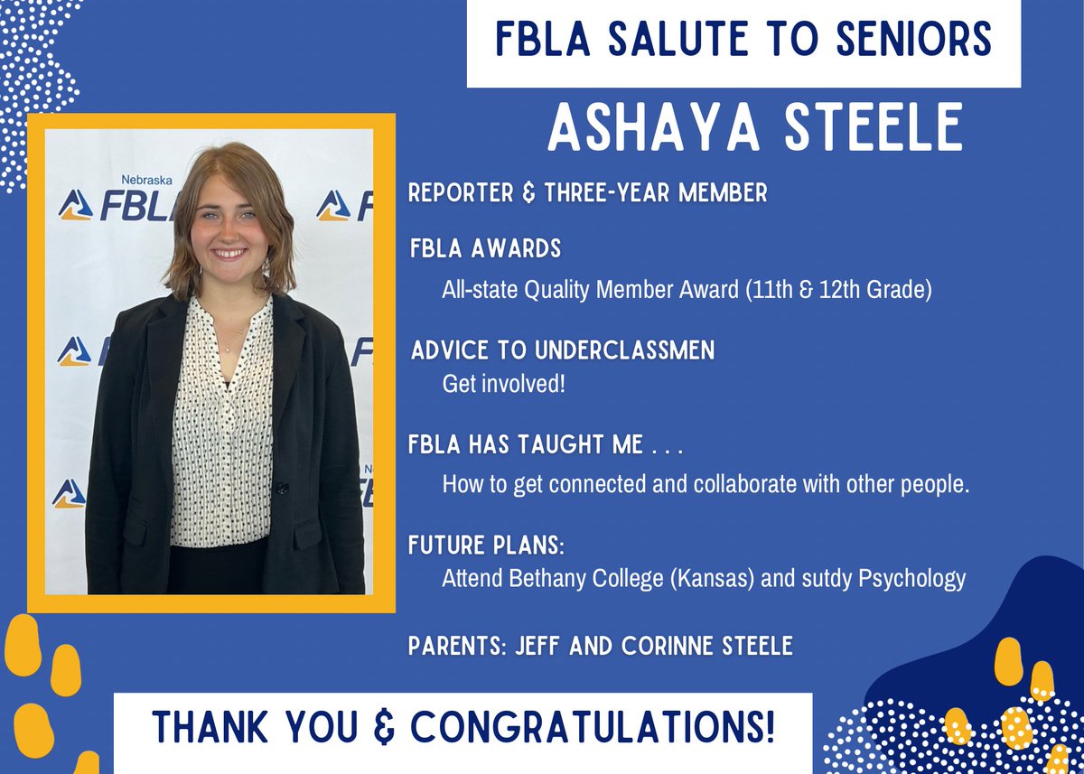 Congratulations Ashaya!  #CreteCardinals #FBLA_TogetherWeAchieve