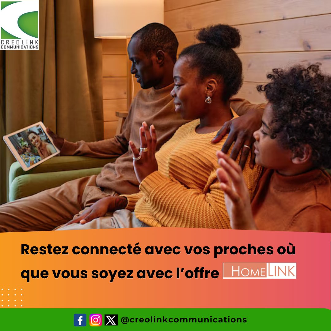🔴👉Restez connecté avec l'offre #HomeLink

#creolink #INTERNET #MODEM #WIFI #Connectivité #maisons #domicile #tv