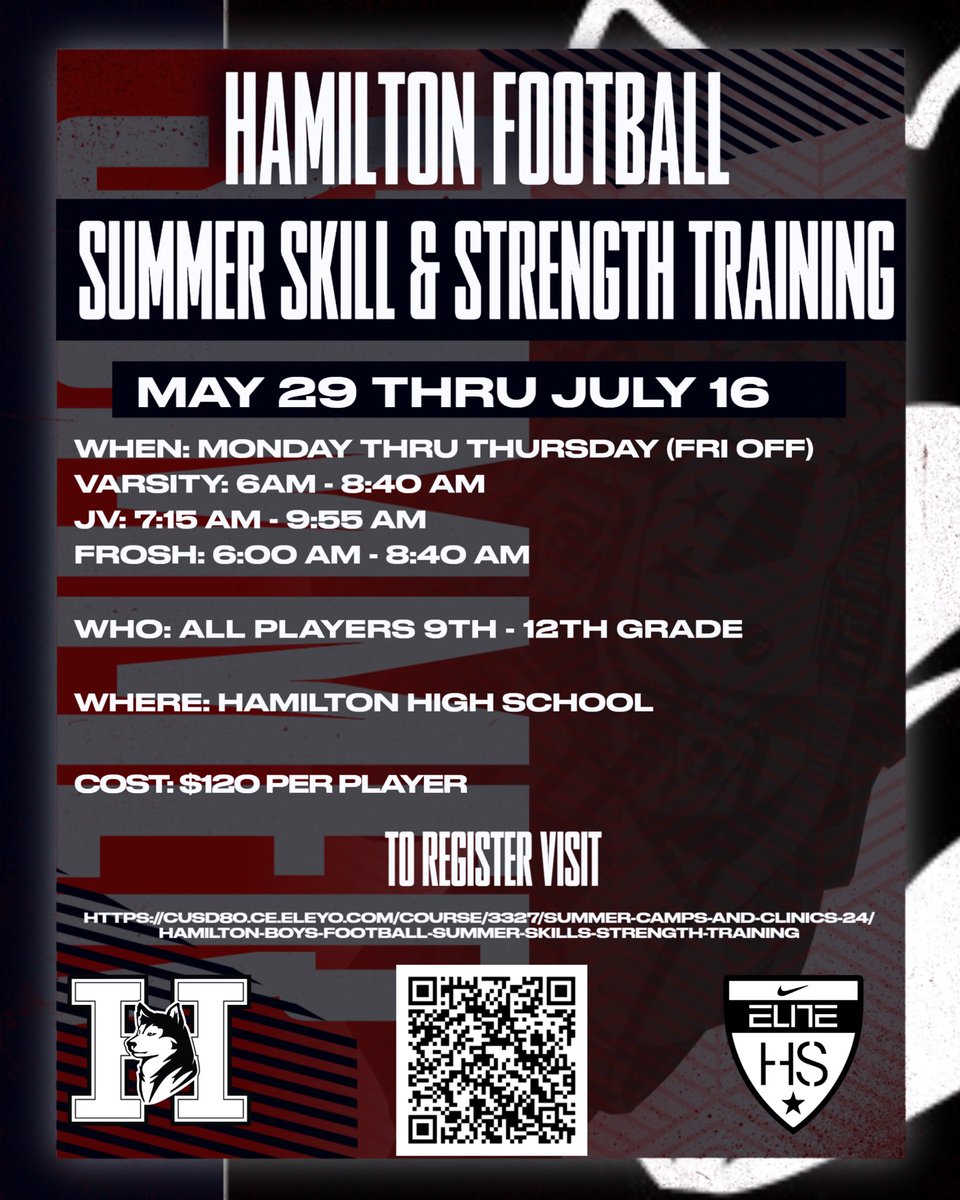Husky_Football7's tweet photo. 🚨 For all levels!!!!! Make sure to sign up! @HHS_Athletics_1 #ChampionshipHabits #Husky4Life https://t.co/1NhXiKNcUB
