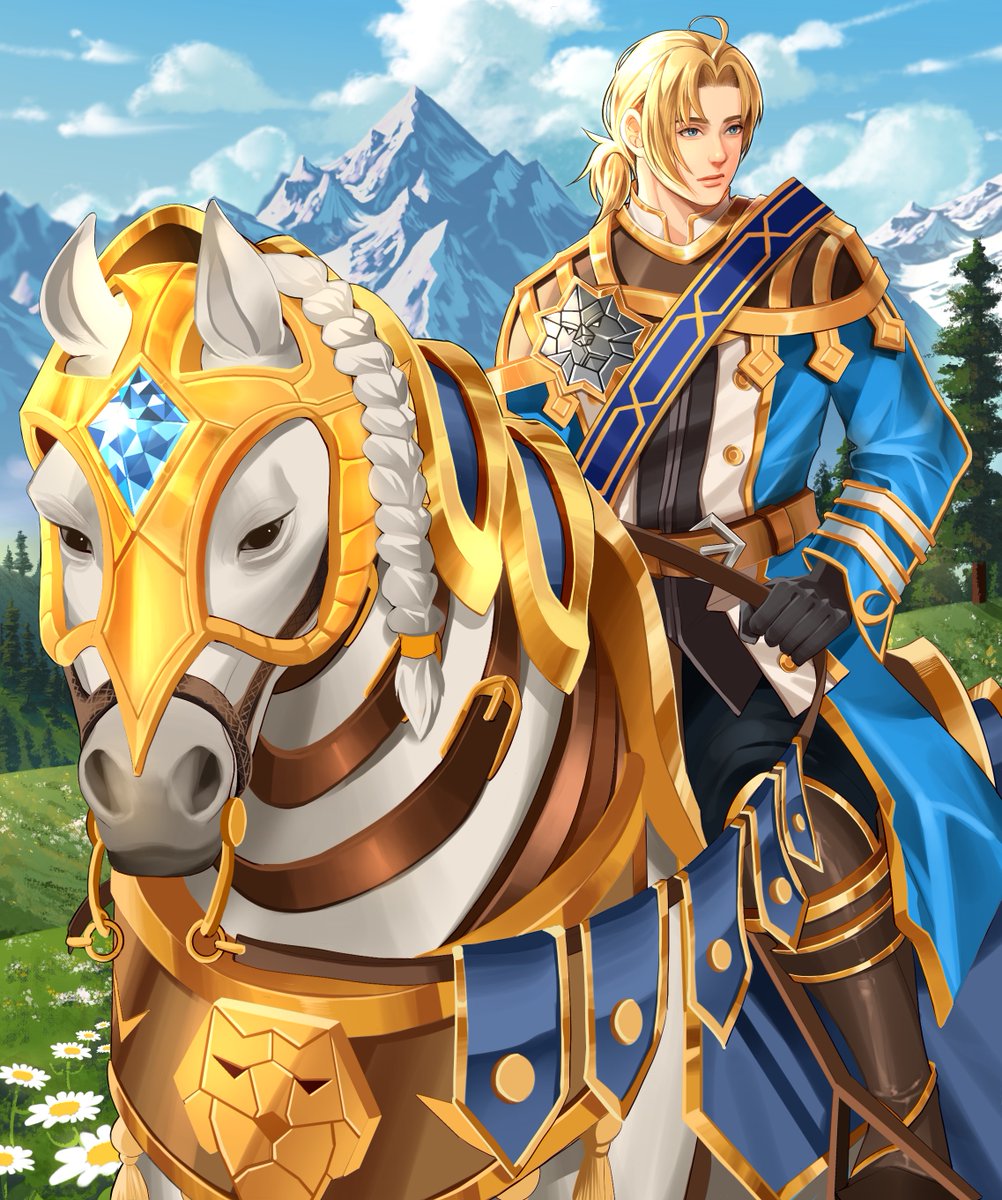 Holy fucking shit this commission <3 A gorgeous, gorgeous Anduin with Reverence, enjoying life. Calm and peaceful, like our best boi deserves :)

Done by the stupidly insanely talented @jjuicys_ 

#warcraft #anduin #anduinwrynn