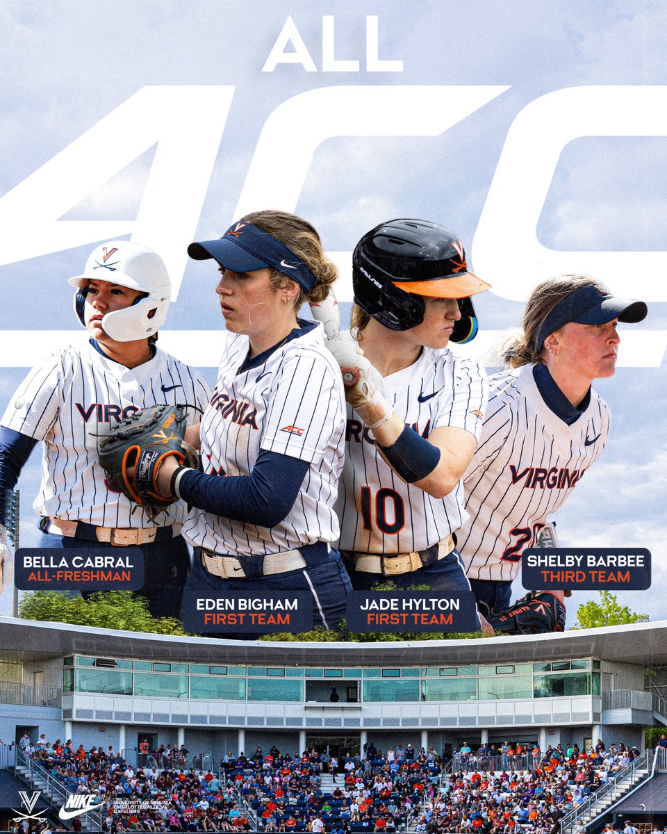 Congrats to our Hoos that earned All-ACC honors!

🥎 Eden Bigham, First Team
🥎 Jade Hylton, First Team
🥎 Shelby Barbee, Third Team
🥎 Bella Cabral, All-Freshman

📰: wahoowa.net/3UxVyK7

#GoHoos | #OnTheRise | #HoosNext