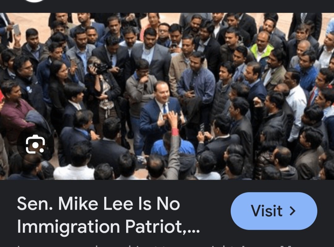 @wendyp4545 @SenMikeLee Nope.  Mike Lee  supports foreign H1bs over citizens. Here's a picture of him stabbing US workers in the back or the fraud h1b visa crowd.