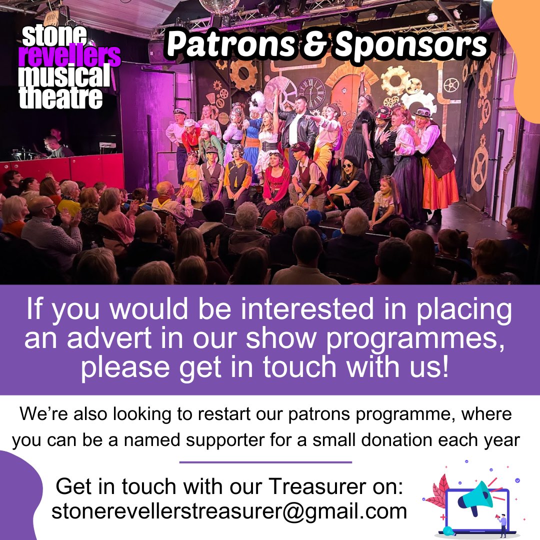 This season (24/25) we are bringing back our patronage scheme &amp; the opportunity to advertise in our show programmes! If you have a business and you'd like to advertise to our audiences, please message us!