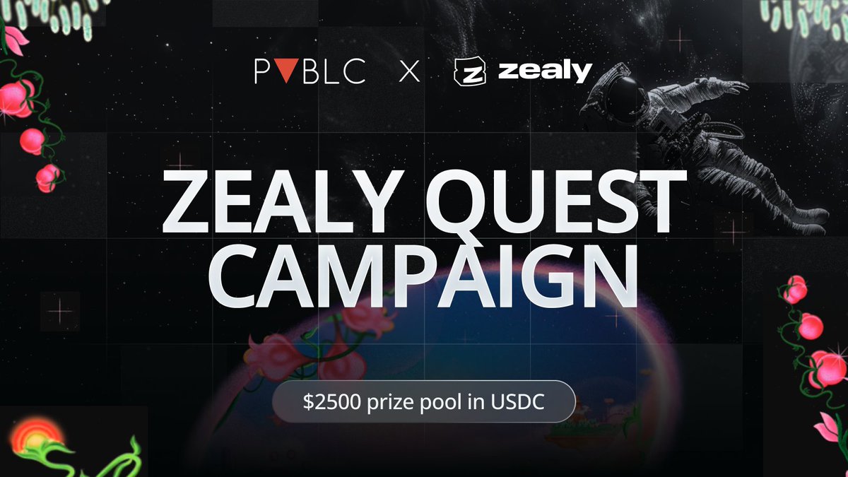 If you haven't already, join PUBLC’s Zealy Sprint! ⌛️

Complete simple quests in the PUBLC Zealy Sprint and compete for a share of the $2500 prize pool in $USDC 🪙

Participate Now👉 zealy.io/cw/publc

Maximize your chances by getting involved early. Let’s innovate the…