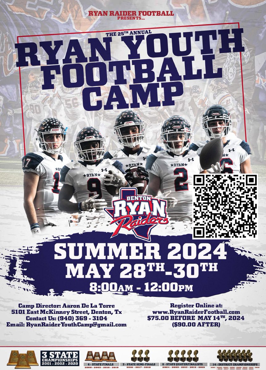 Please share… We are 20 days out from camp! Get registered so we can ensure you get your t-shirt on time! @SonsofRyan