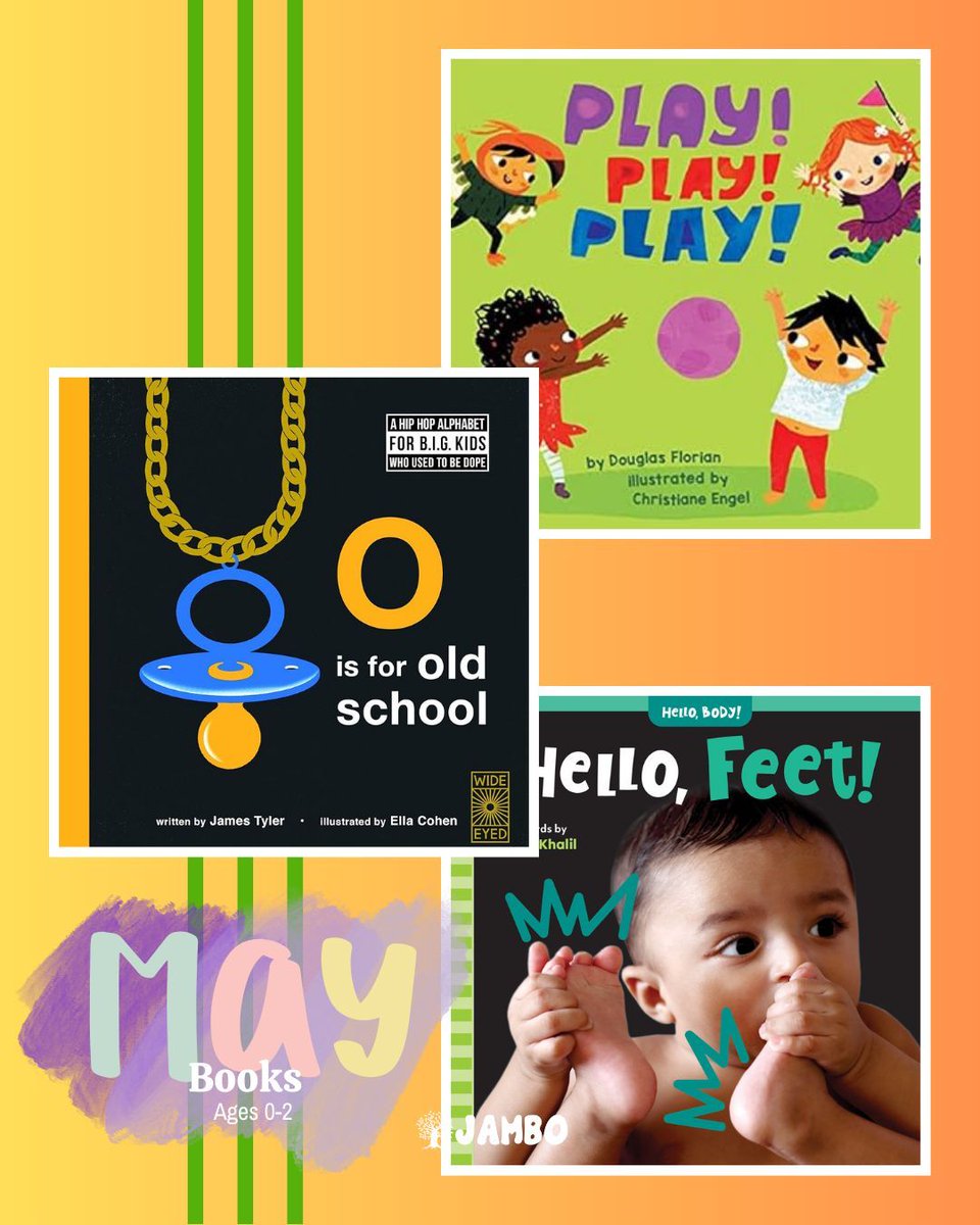 Check out our lineup of books for May on the way to subscribers, ages 0-2! 🌸 Hello Feet! by @ayawrites Play! Play! Play! (Baby Steps) by @DouglasFlorian, Christiane Engel O is for Old School: A Hip Hop Alphabet for B.I.G. Kids Who Used to be Dope by James Tyler, @ellakookoo