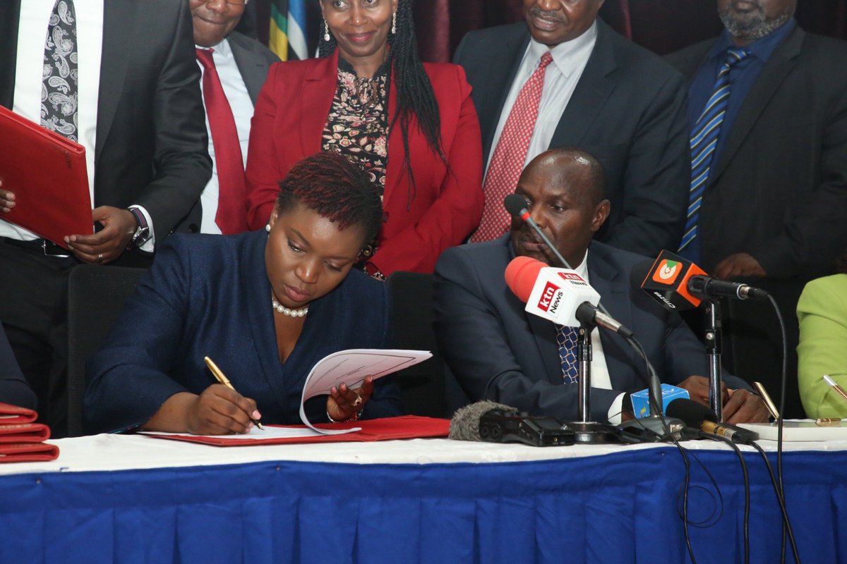 The National Government and County Governments have today signed a return-to-work agreement with @kmpdu bringing to an end to the 56-day-long #DoctorsStrikeKE that interrupted health service delivery across the country.