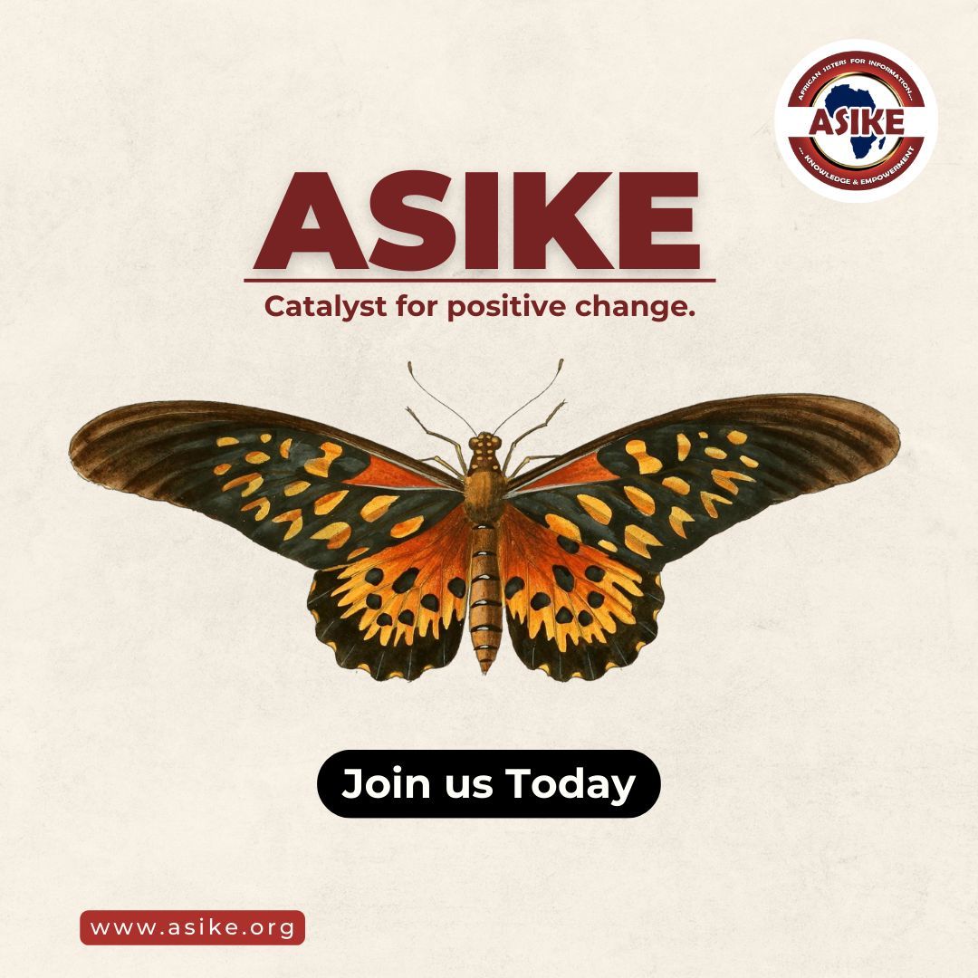 Be the Change! ASIKE serves as a catalyst for positive change. Join our community and make a difference.

asike.org
..
..
#ASIKE #ASIKEoye #ASIKEwomen #ASIKEsisters #Empowerment #WomenEmpowerment #Sisterhood #CommunityEmpowerment #WomenSupportingWomen #EmpowerWomen