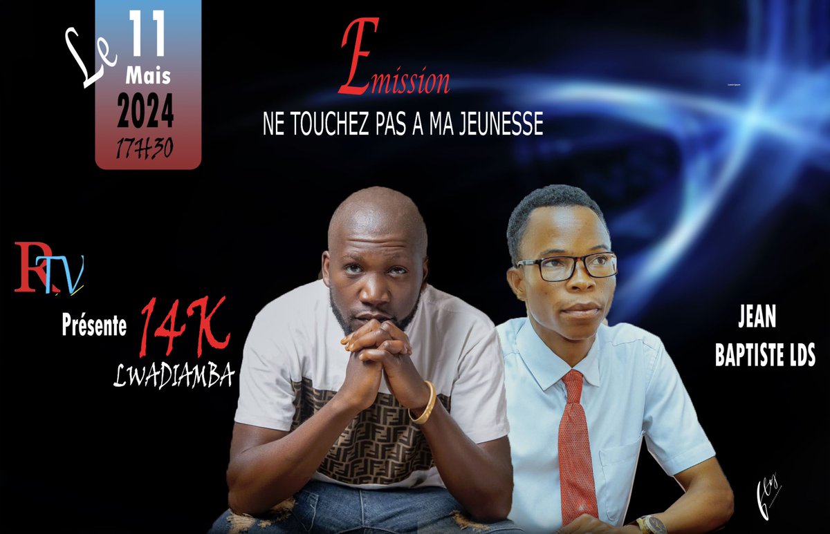 L'émission : NE TOUCHEZ PAS À MA JEUNESSE reçoit l'artiste musicien JOHNATAN ce samedi, 11/05/2024 en direct sur la radio télévision les vainqueurs.
Le sujet : JEUNESSE FACE À LA MUSIQUE MODERNE.

un rendez-vous à ne pas manquer