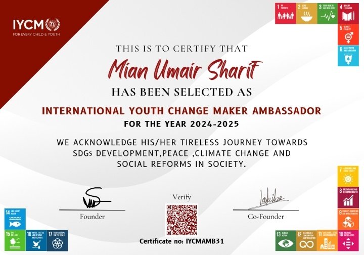 Now I'm the Ambassador of International Youth Change Maker in Pakistan 🇵🇰
#youthempowerment #humanityservices #volunteers #proudpakiatani #iycm