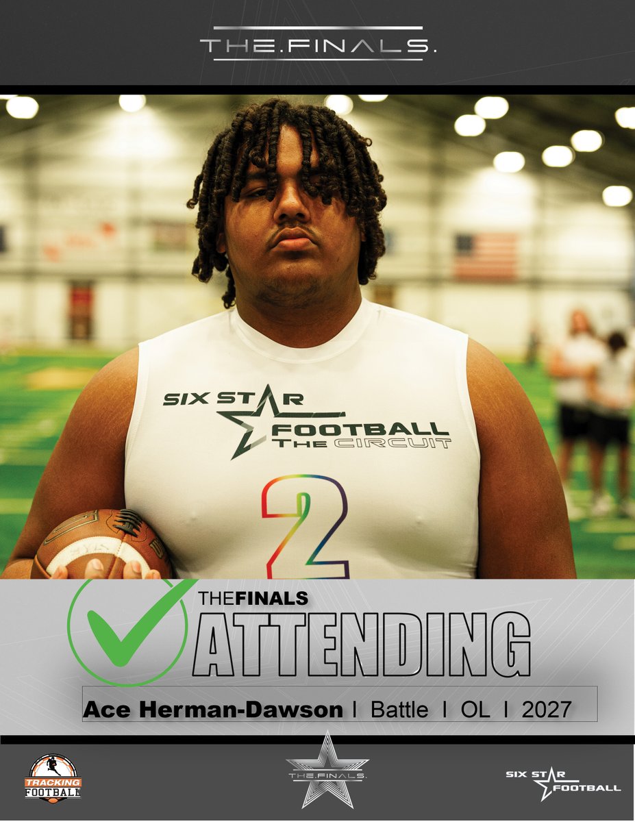 TheFINALS | Ace Herman-Dawson 6’5, 300 | OL | 2027 | Battle (MO) ⭐Excited to announce Ace Herman-Dawson will be attending the TheFINALS! ⭐Currently Missouri’s No, 1 ranked prospect in 2027 class. ⭐Holds an early D1 offer from UNLV Don’t miss this opportunity to…