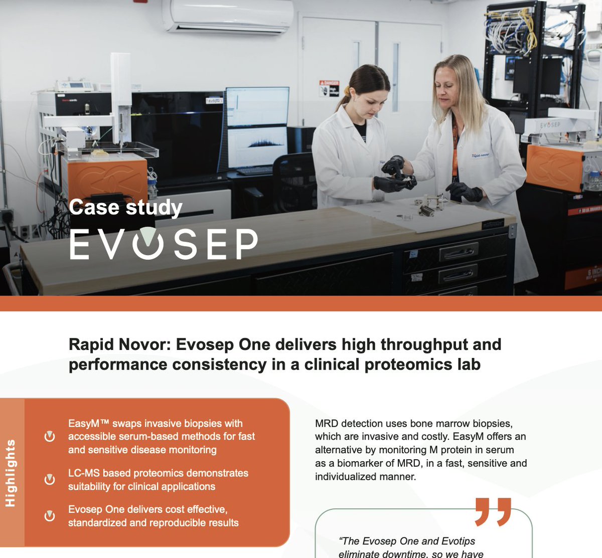 EvosepBio's tweet photo. At @rapidnovor they are using the power of #LCMS to transform patient care. 

With EasyM ,@zacmcd77 and his colleagues have swapped invasive biopsies with accesible serum based methods for sensitive disease monitoring. 

Read full case study here:  https://t.co/Qkic2QwUQw https://t.co/8wK96TibXe