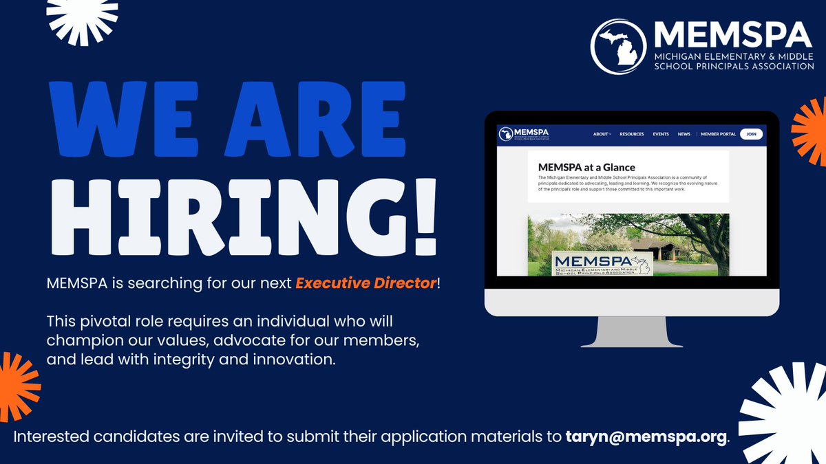 MEMSPA is looking for their next Executive Director! Interested candidates are invited to submit their application materials to Taryn Hurley at taryn@memspa.org. Applicants can find the full posting details here: careers.msae.org/jobs/20068843/… This posting will be open until…