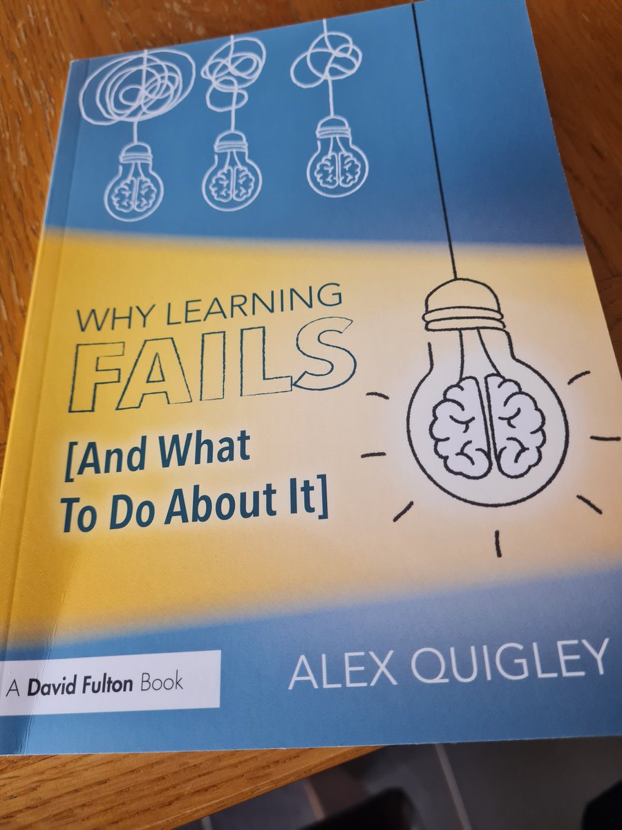 After seeing @AlexJQuigley at @researchEDBrum I pre-ordered this! Already some absolute golden nuggets in the first couple of chapters. #whylearningfails #cpdreading #teaching #edutwitter