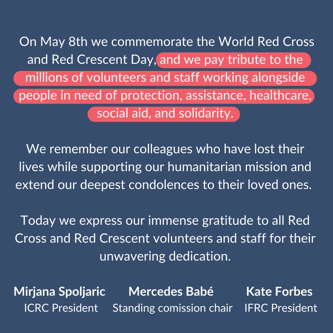 On this World Red Cross and Red Crescent Day, we honor our staff and volunteers' service, bravery, and sacrifice. We will continue to work together to keep humanity alive. Read more in our joint statement 👉🏽 ms.spr.ly/6015YVHyT