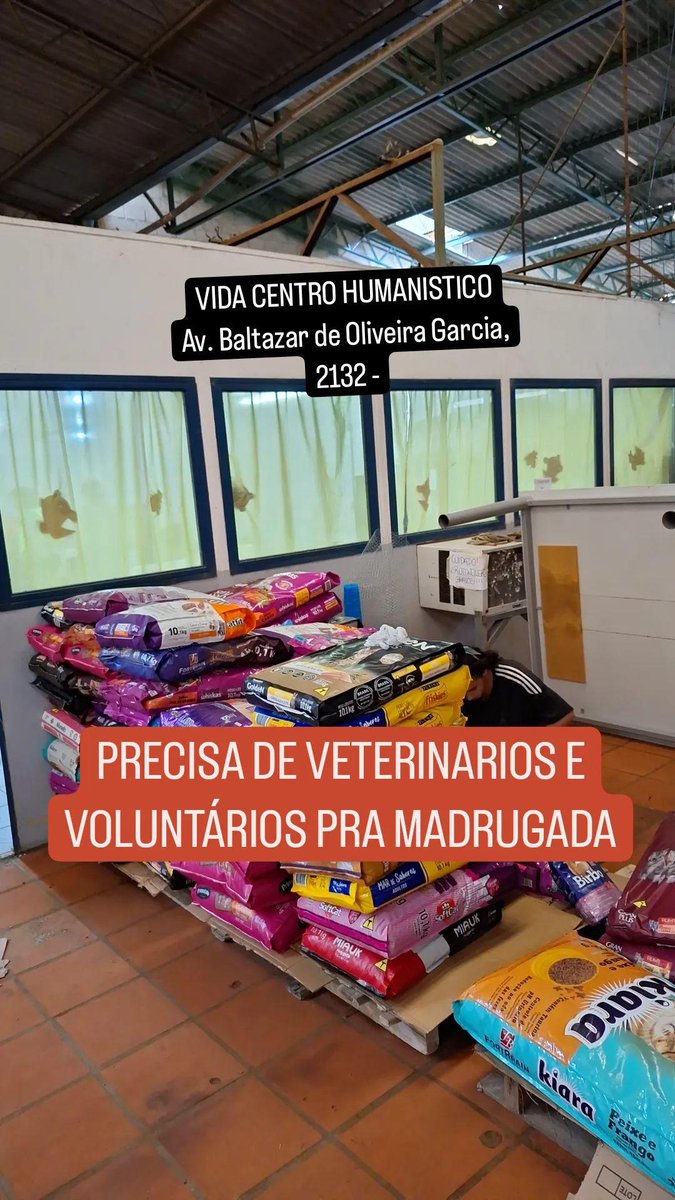 VIDA CENTRO HUMANISTICO Av. Baltazar de Oliveira Garcia, 2132 precisa de voluntarios pra madrugada e veterinarios!!!