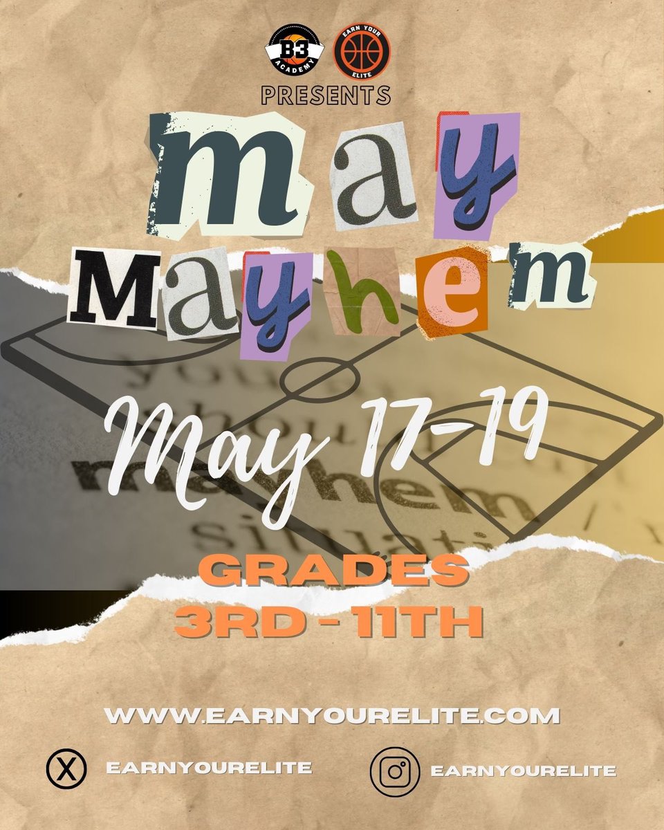 #EarnYourElite Mayhem 🗓 May 17-19 🏢 Flowery Branch ✅ Boys & Girls 🎥 Social Media coverage ✔️Good Competition Registration link basketball.exposureevents.com/217486/eye-5