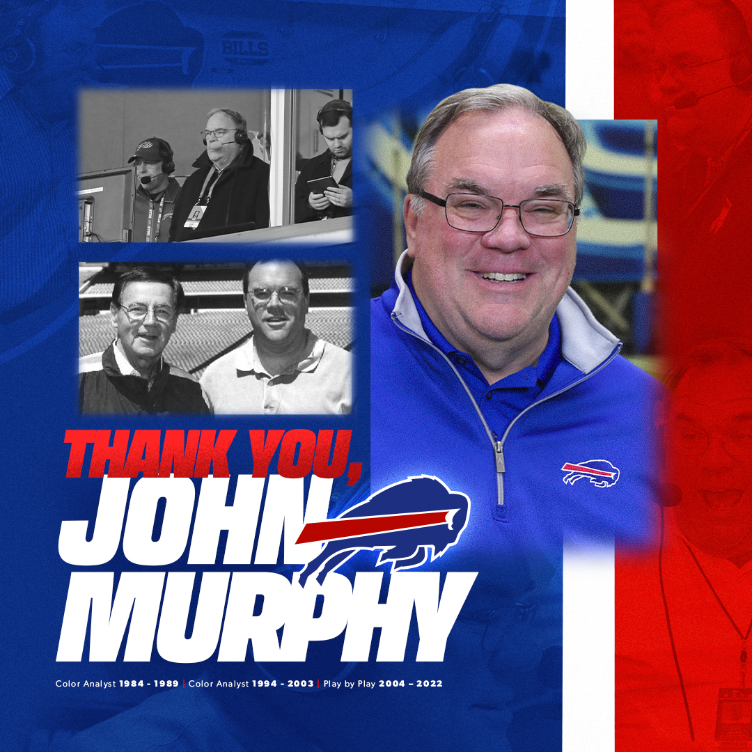An ambassador for both Bills football and the city of Buffalo. After more than three decades, John Murphy will be stepping away from play-by-play duties but leaving the door open to be involved in the game day broadcast: bufbills.co/3UBeJ5I