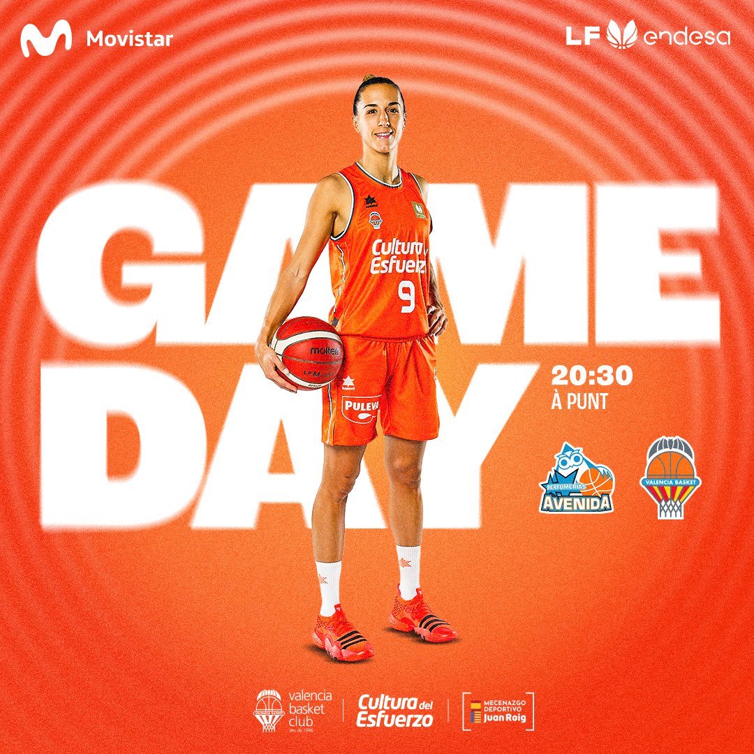 🏀 𝙂𝘼𝙈𝙀𝘿𝘼𝙔 ¡Hoy empieza la final de la Liga Femenina Endesa! 😍 🏆 P1 #FinalLFEndesa ✈️🆚 @CBAvenida ⏰ J-20:30h 📺 @apuntesports 🤝 Vitaldin Sport 🍻 ¡Vente a verlo a @lalqueriavbc! 📰 Previa 🔗 shorturl.at/aqrs7